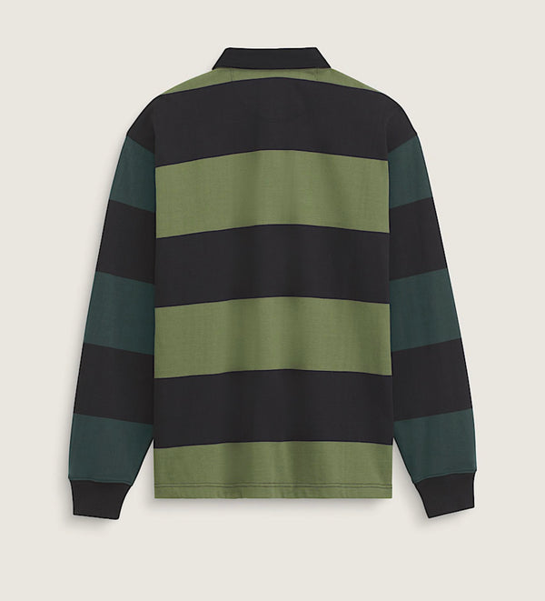 Ward Stripe Rugby Knit-Black-Green Balsam