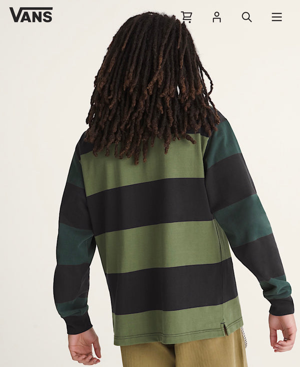 Ward Stripe Rugby Knit-Black-Green Balsam