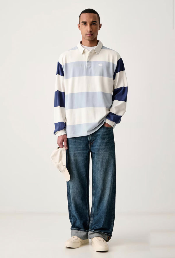 Vans 2-Tone Stripe Ward Rugby Knit Men's Long Sleeve Shirt