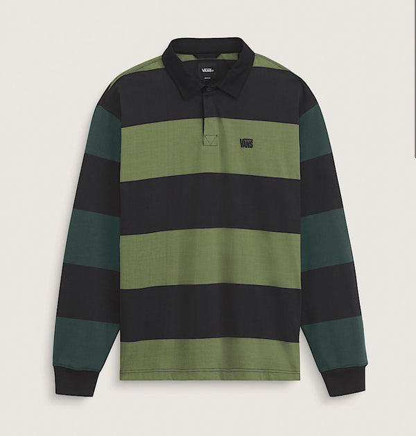 Ward Stripe Rugby Knit-Black-Green Balsam