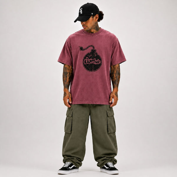 LIGHTWAVE Destroyed Bomb Tee - Crimson