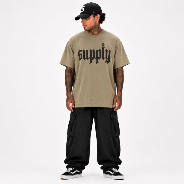 SUPPLY Gothic Logo Tee - Vintage Khaki