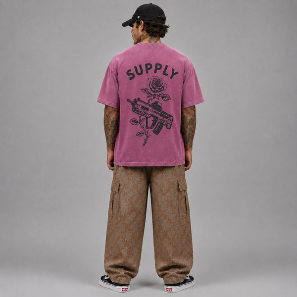 SUPPLY Gun & Rose Pigment Dyed Tee - Crimson