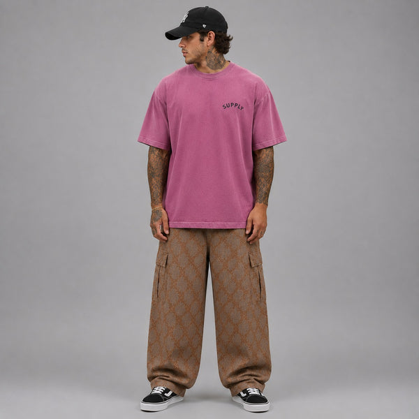SUPPLY Gun & Rose Pigment Dyed Tee - Crimson
