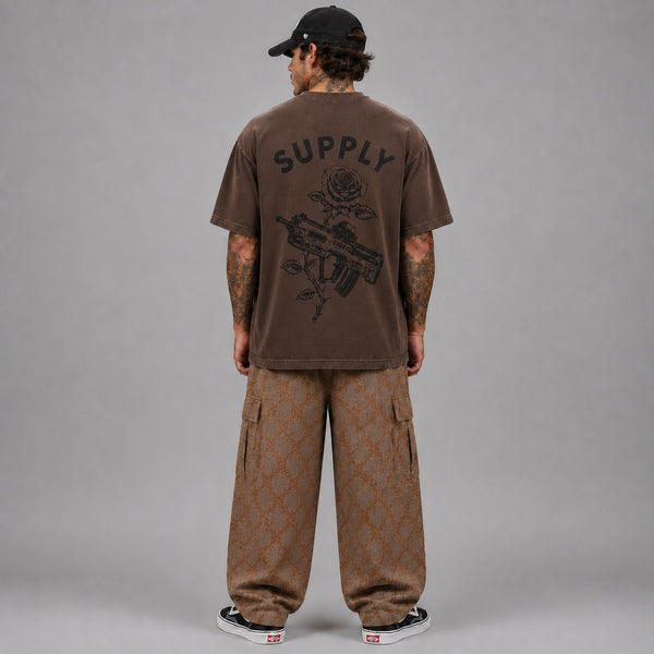 SUPPLY Gun & Rose Pigment Dyed Tee - Espresso