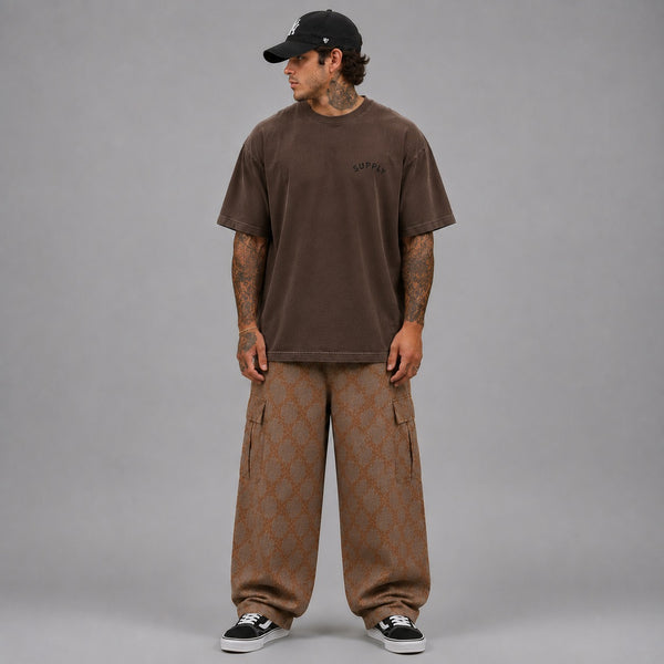 SUPPLY Gun & Rose Pigment Dyed Tee - Espresso