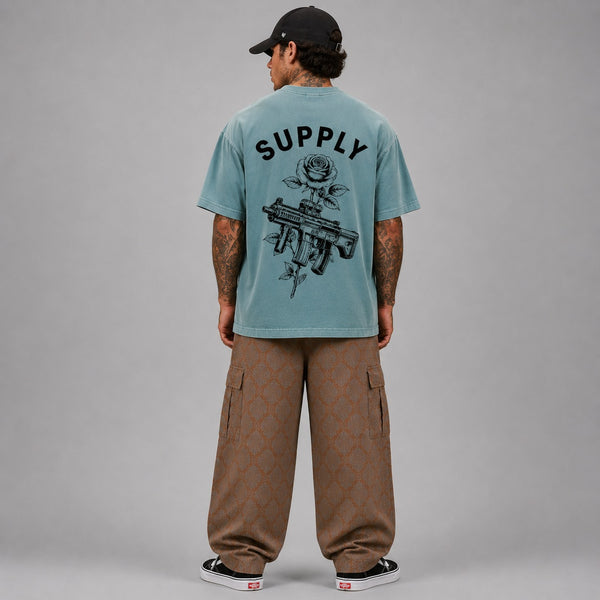 SUPPLY Gun & Rose Pigment Dyed Tee - Vintage Green
