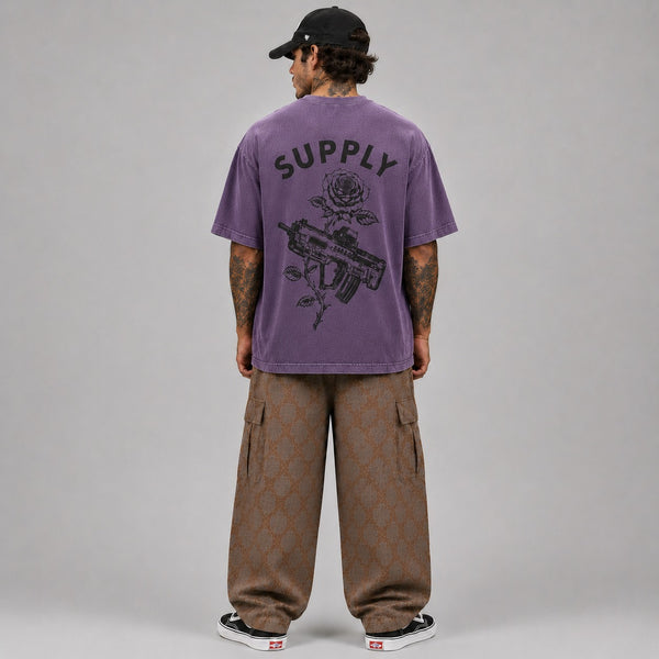 SUPPLY Gun & Rose Pigment Dyed Tee - Vintage Purple