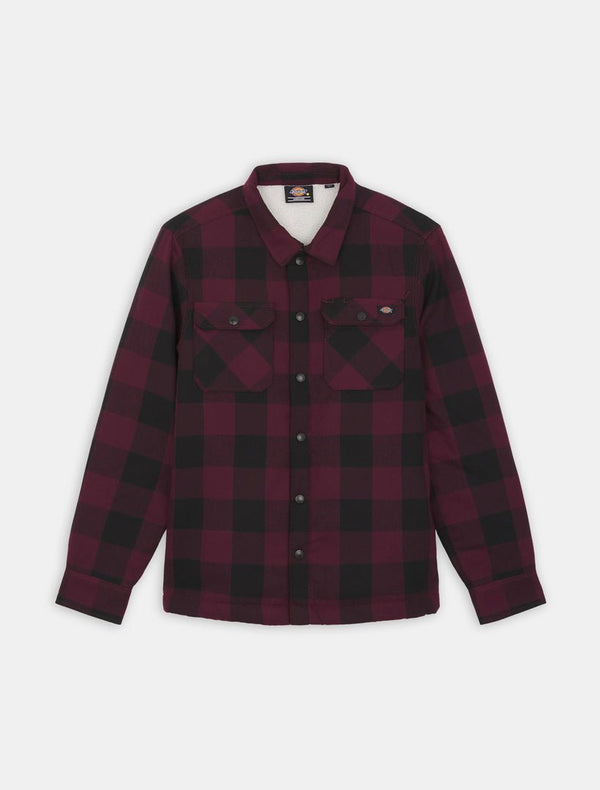 Dickies Sherpa Lined Sacramento Shirt - Maroon - Black - Long Sleeve