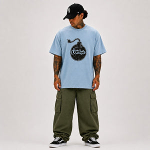 LIGHTWAVE Destroyed Bomb Tee - Light Blue - T-Shirt