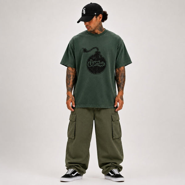 LIGHTWAVE Destroyed Bomb Tee - Vintage Green - T-Shirt