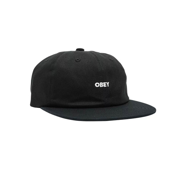 Obey Bold Twill 6 Panel Strapback Black Hat - Hat