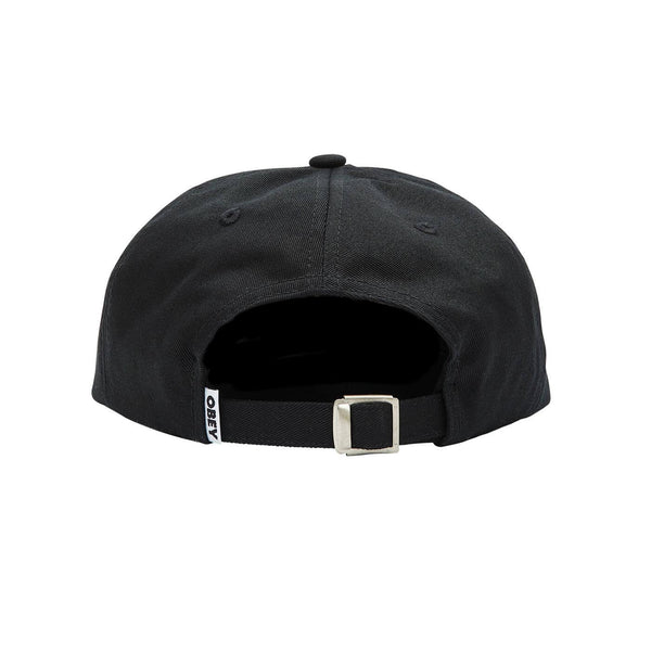 Obey Bold Twill 6 Panel Strapback Black Hat - Hat