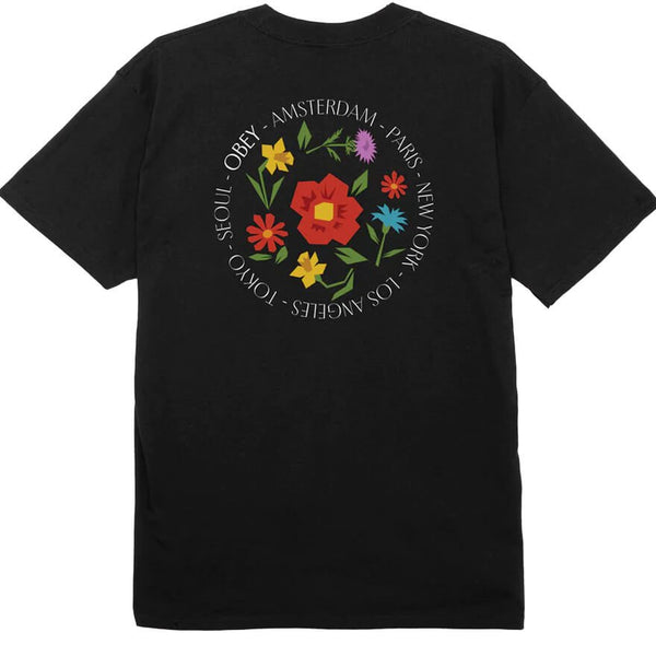 Obey City Flowers Classic Black T - Shirt - T - Shirt