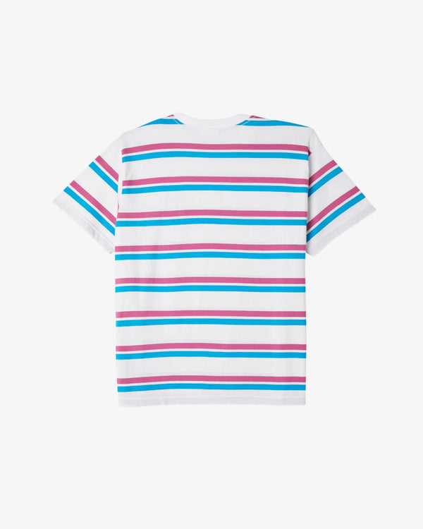 Obey Distance Stripe Tee Ss White Multi T - Shirt - T - Shirt