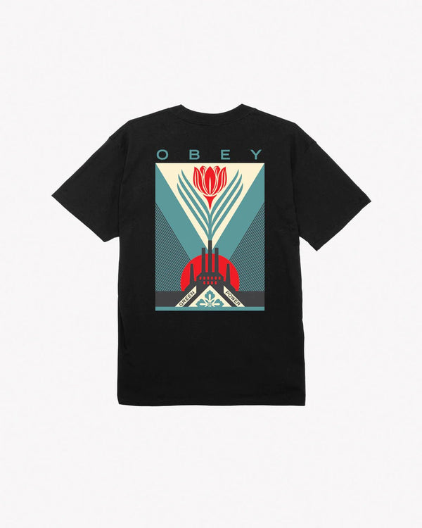 Obey Green Power Factory Classic Black T - Shirt - T - Shirt