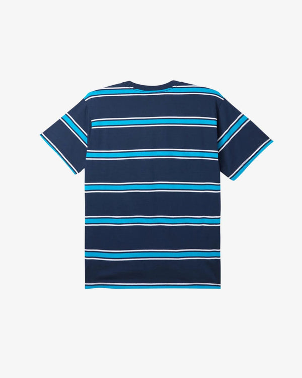 Obey Twenty Stripe Academy Navy Multi T - Shirt - T - Shirt