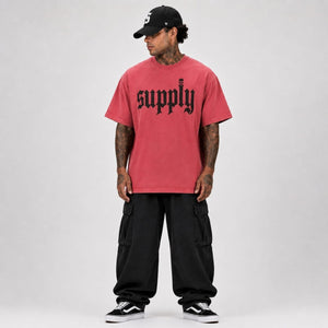 SUPPLY Gothic Logo Tee - Crimson - T-Shirt