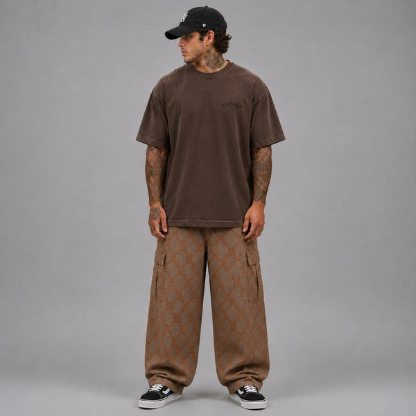 SUPPLY Gun & Rose Pigment Dyed Tee - Espresso - T-Shirt