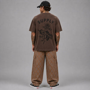 SUPPLY Gun & Rose Pigment Dyed Tee - Espresso - T-Shirt