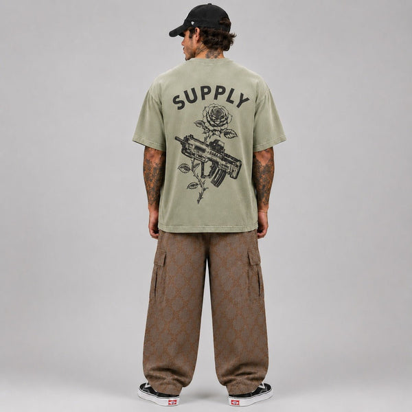 SUPPLY Gun & Rose Pigment Dyed Tee - Sage - T-Shirt