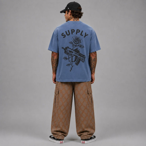 SUPPLY Gun & Rose Pigment Dyed Tee - Vintage Blue - T-Shirt