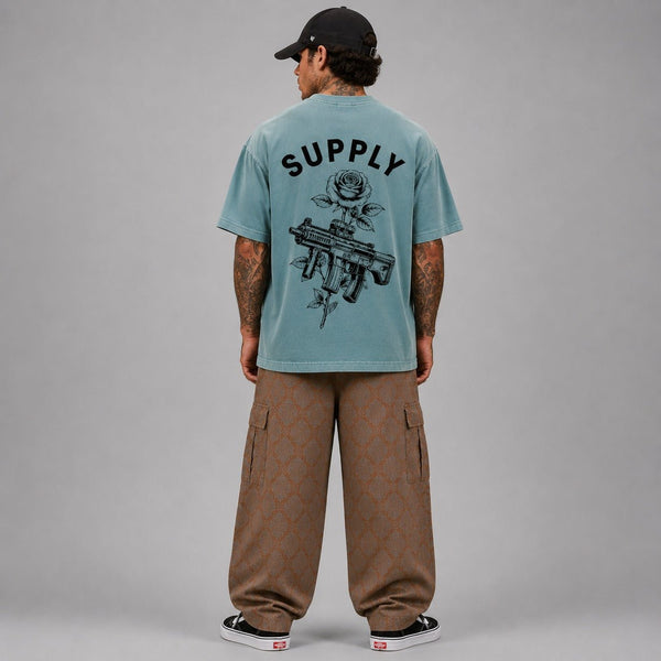 SUPPLY Gun & Rose Pigment Dyed Tee - Vintage Green - T-Shirt