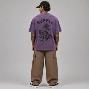SUPPLY Gun & Rose Pigment Dyed Tee - Vintage Purple - T-Shirt