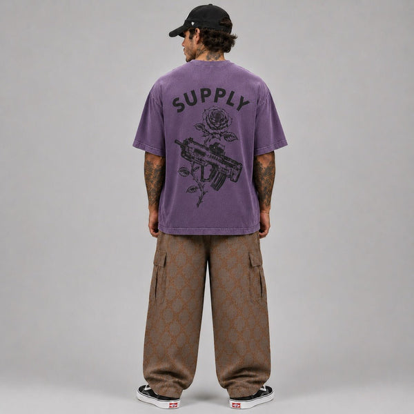 SUPPLY Gun & Rose Pigment Dyed Tee - Vintage Purple - T-Shirt