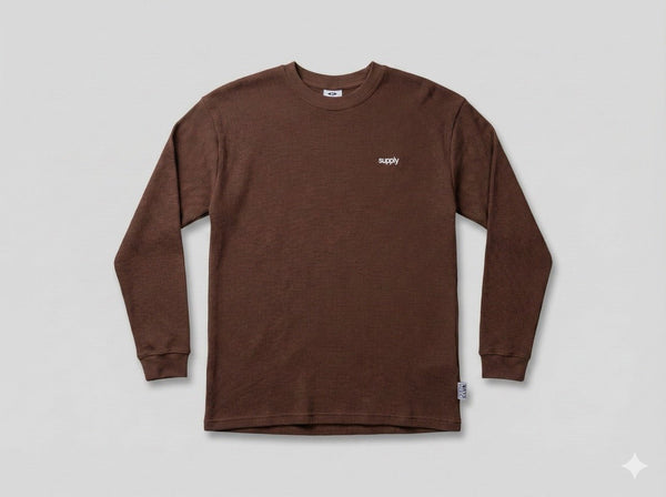 Supply Long - Sleeve Waffle Tee | Brown - Long Sleeve