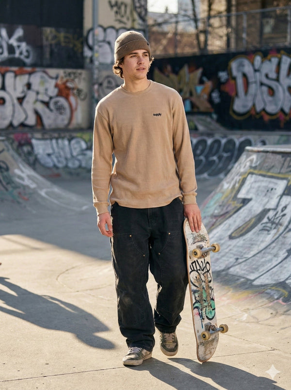 Supply Long - Sleeve Waffle Tee | Sand - Long Sleeve