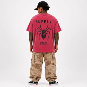 SUPPLY Spider Pigment Dyed T-Shirt - Crimson - T-Shirt