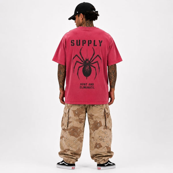 SUPPLY Spider Pigment Dyed T-Shirt - Crimson - T-Shirt