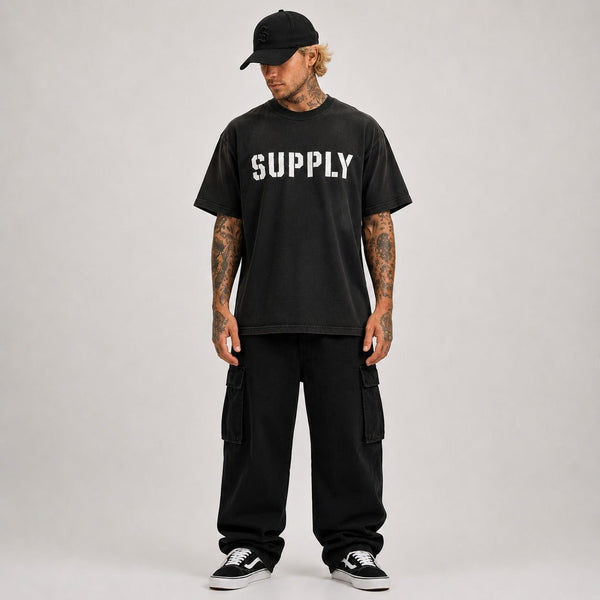 SUPPLY Stencil Logo Tee - Black - T-Shirt