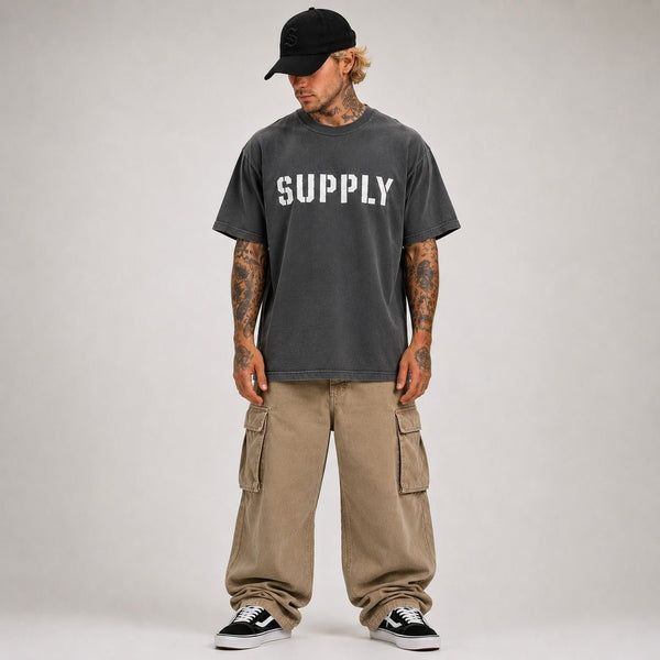 SUPPLY Stencil Logo Tee - Dark Grey - T-Shirt