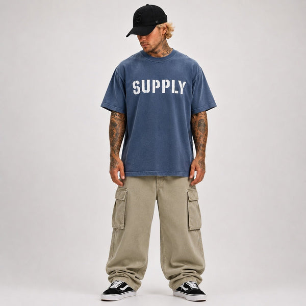SUPPLY Stencil Logo Tee - Vintage Navy - T-Shirt