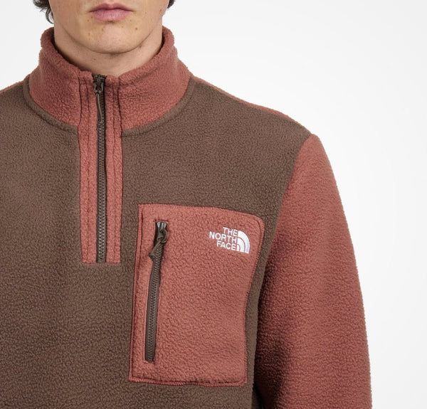 The North Face Men's Yumiori Half 1/4 Zip Fleece Jacket- Smokey Brown / Coffee Brown - Jacket
