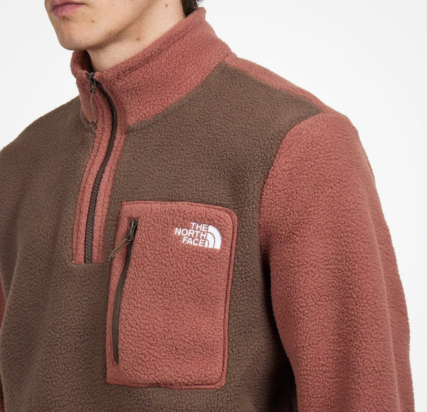 The North Face Men's Yumiori Half 1/4 Zip Fleece Jacket- Smokey Brown / Coffee Brown - Jacket