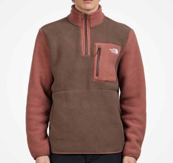The North Face Men's Yumiori Half 1/4 Zip Fleece Jacket- Smokey Brown / Coffee Brown - Jacket